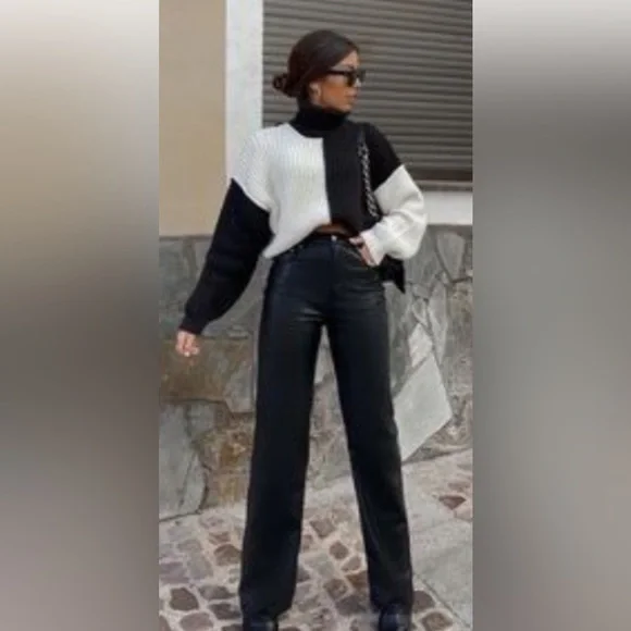 full length faux the 90s leather pants zara
